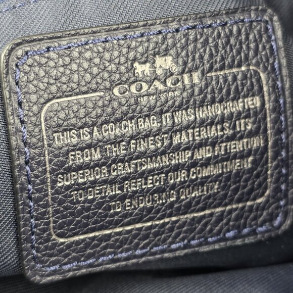 Coach Edie Turnlock Edie Shoulder Bag in Pebble Navy Blue Leather 13" x 11" x 5" - Picture 10 of 11